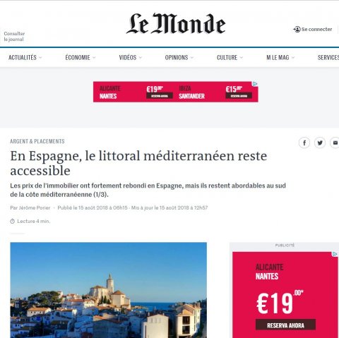 Article du Monde - 15 août 2018 - En Espagne, le littoral méditerranéen reste accessible